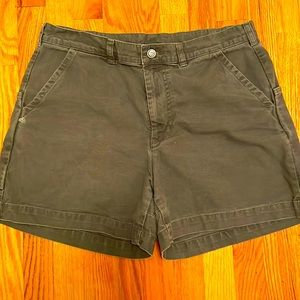 Patagonia, dark gray, standup shorts.